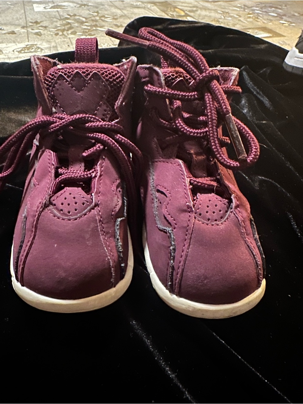 Jordan baby Burgundy High-Top Sneakers with White Soles
